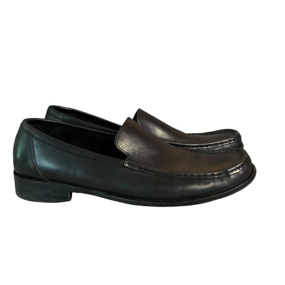 Coach Black Leather woman’s Loafers Made In Italy Size 11 B neutral minimalist - Picture 1 of 11